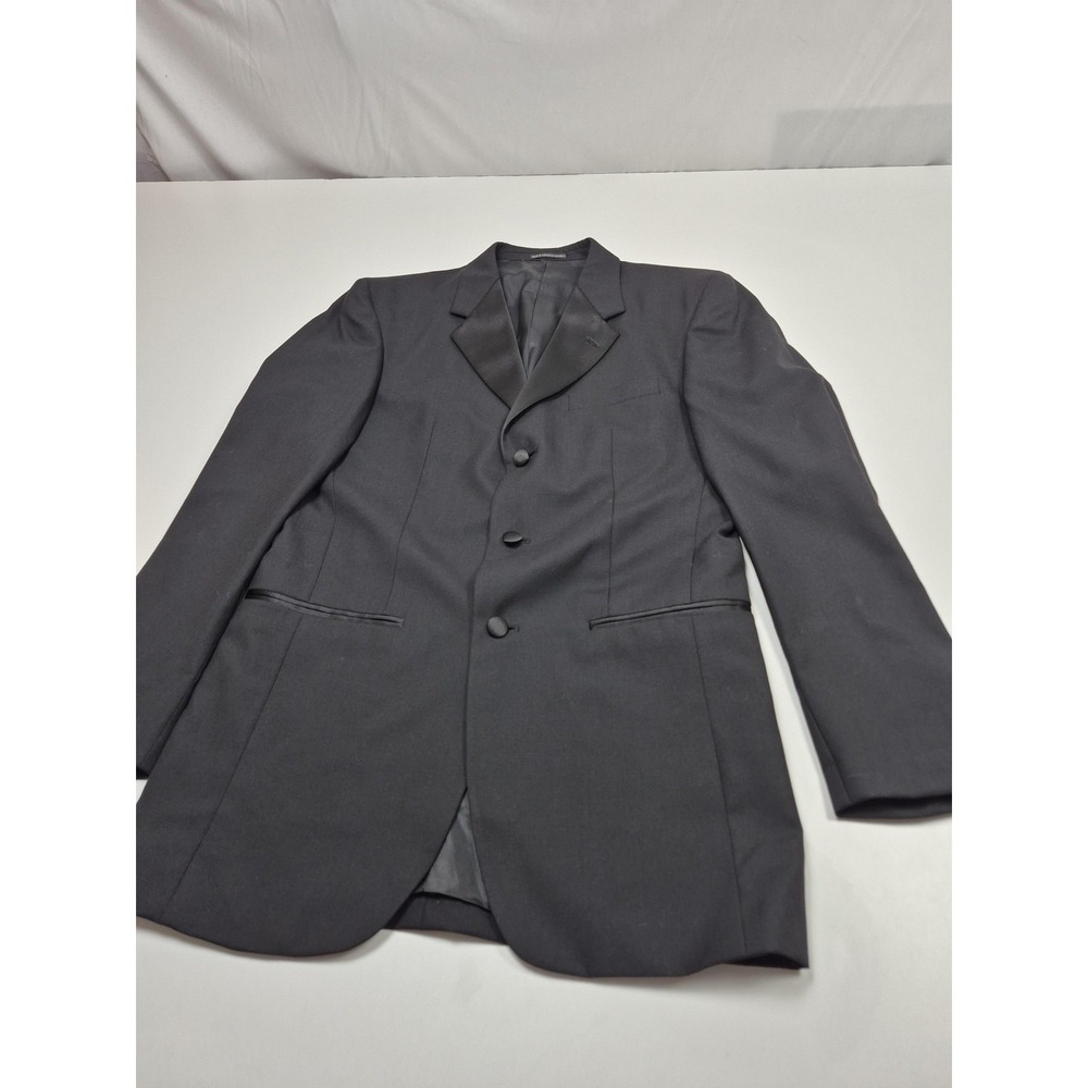 Giorgio Bissoni Suit Jacket Men's 37 Long Black Wool Tuxedo 3 Button Formal